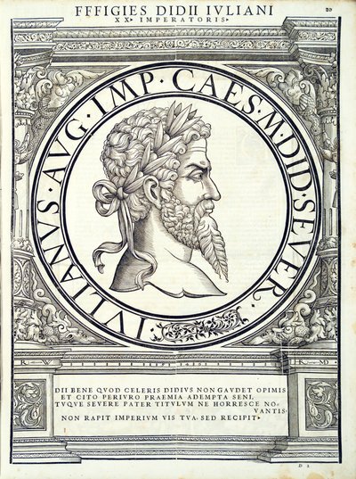 Didio Juliano, ilustración de Imperatorum romanorum omnium orientalium et occidentalium verissimae imagines ex antiquis numismatis de Hans Rudolf Manuel Deutsch